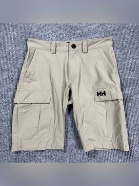 Helly Hansen Mens Size 30 QD Cargo Shorts Tan Beige Ripstop Stretch Outdoors
